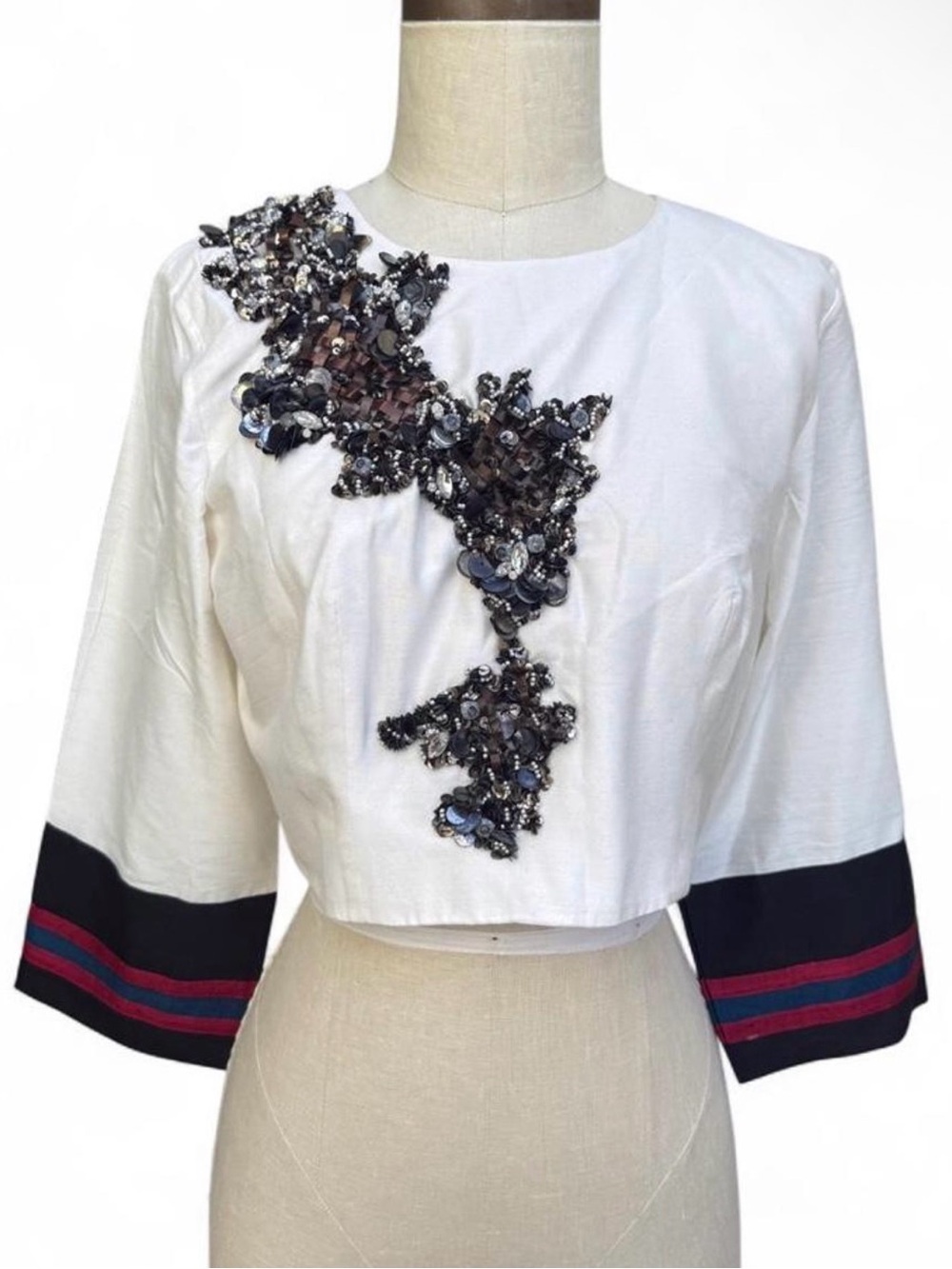 SAAKSHA & KINNI Choli top metal Embellishments with Contrast Sleeve Bands